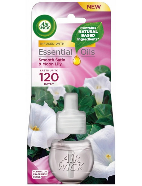 Air Wick Essential Oils tekutá náplň do elektrického prístroja - Jemný satén a mesačná ľalia 19 ml