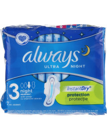 Always Ultra Night menštruačné vložky s krídelkami (Veľkosť 3) 7 ks