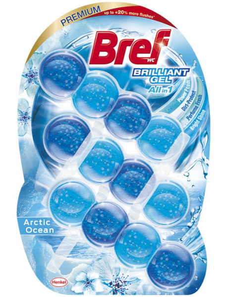 Bref Brilliant Gel All in 1 Arctic Ocean WC blok s vôňou oceánu 3 x 42 g