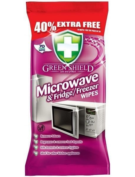 GREEN SHIELD čistiace obrúsky na mikrovlnky, chladničky a mrazničky 4in1 70 ks