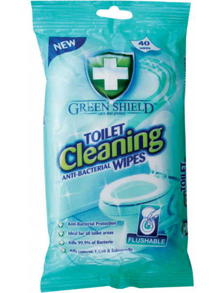 Green Shield Toilet Cleaning vlhčené ubrúsky na povrchy WC 40 ks