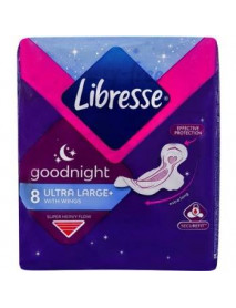 Libresse Good Night Ultra Large+ hygienické vložky 8 ks Libresse Good Night Ultra Large+ hygienické vložky 8 ks