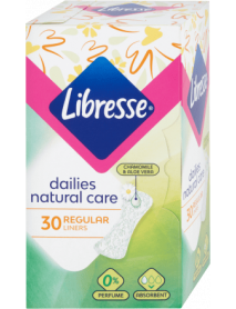 Libresse Dailies Natural Care Regular hygienické vložky s výťažkom aloe vera a harmančeka 30 ks