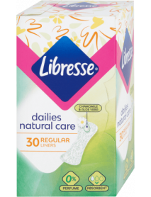 Libresse Dailies Natural Care Regular hygienické vložky s výťažkom aloe vera a harmančeka 30 ks Libresse Dailies Natural Care Regular hygienické vložky s výťažkom aloe vera a harmančeka 30 ks