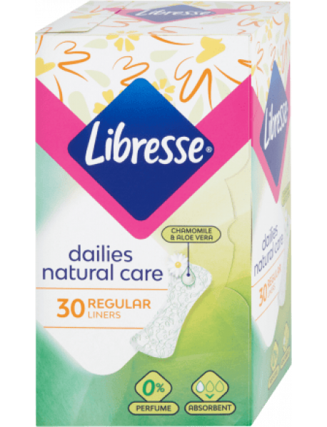 Libresse Dailies Natural Care Regular hygienické vložky s výťažkom aloe vera a harmančeka 30 ks
