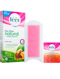 Veet Wax Strips Natural voskové depilačné pásiky s arganovým olejom 12 ks