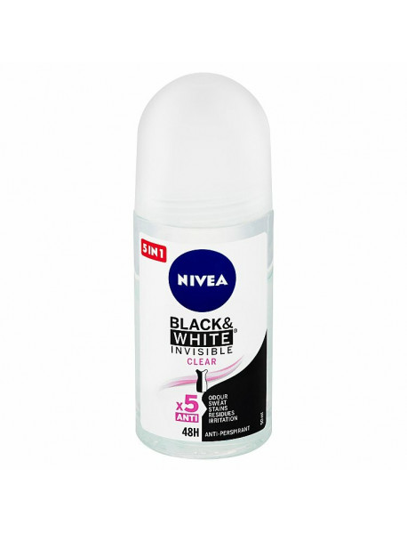 Nivea Black&White Invisible Clear dámsky guľočkový deodorant 50 ml