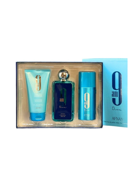 Afnan 9am Dive Darčeková sada unisex EDP 100 ml, sprchový gél 150 ml a deospray 150 ml