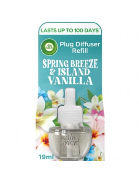Air Wick Essential Oils náplň do elektrického osviežovača vzduchu Spring Breeze & Island Vanilla 19 ml